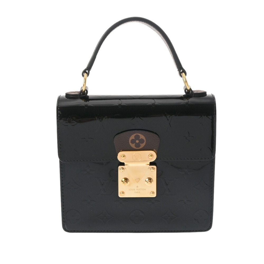 Louis Vuitton Vernis Spring Street Noir Black Ivory White Monogram Handbag